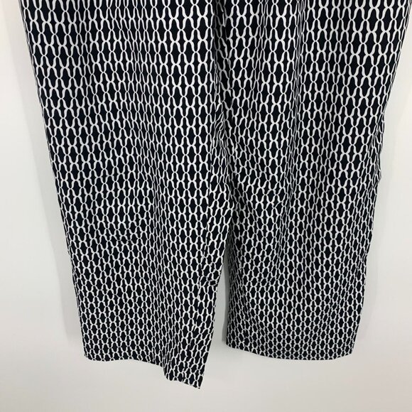 NY Collection Pants Black Geometric Printed Pull On Straight - Picture 4 of 8